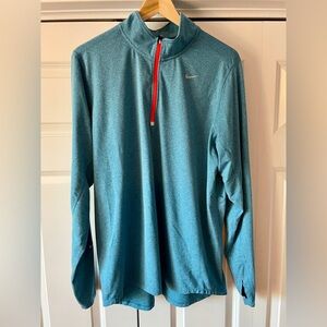 Nike Men's Blue Quarter-Zip Dri-Fit Large Running Athletic Shirt